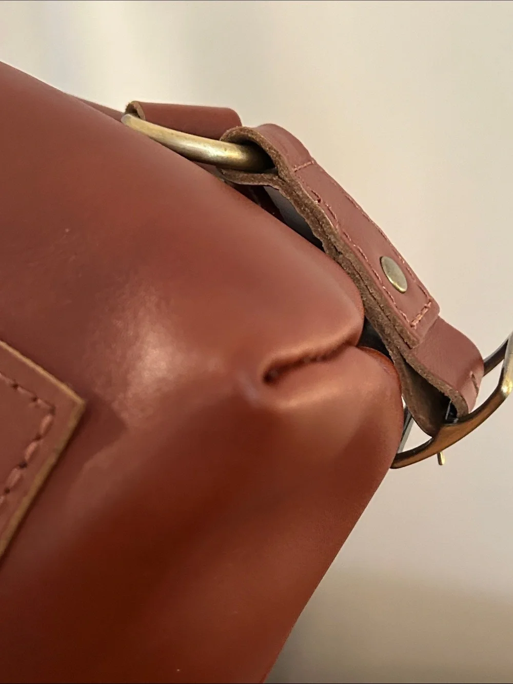 Portland Leather Brown Leather Backpack with Gold Zipper